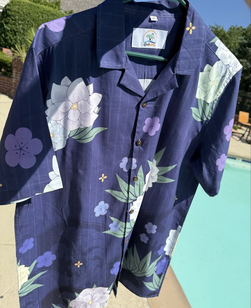 GachalohaSHIRTS's tweet photo. Another look at “The Ideal” inspired by NY Haruna!

Shirts in the Kimono collection will have:
- Rayon blend for a silkier look
- Coconut buttons
- Size adjustments (wider sleeve hole, reduced collar width and more!)

Get yours here: https://t.co/TqJg2moHos
#ブルアカ #ハルナ https://t.co/xFjbAJSbKV