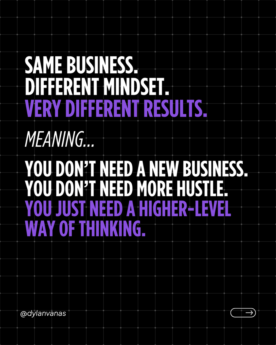 dylanvanas's tweet photo. Which one are you? Operator or CEO? 🤔

Most people are working harder than ever and wondering why the business isn't growing faster.
It's not the hours. It's the lens.

There are two ways to run a business:
The operator wakes up and asks "what do I need to do today?" 
The CEO wakes up and asks "what needs to stop happening forever?"

One keeps you busy. The other builds something that runs without you.

Same calendar. Same 24 hours. Completely different trajectory.

The shift isn't about doing more. It's about thinking at a higher level than the problem in front of you.🧠

Swipe through and be honest with yourself about which one you are right now 👉

#BusinessGrowth #CEOMindset #Entrepreneurship #BusinessStrategy #SmallBusinessOwner #ScaleYourBusiness