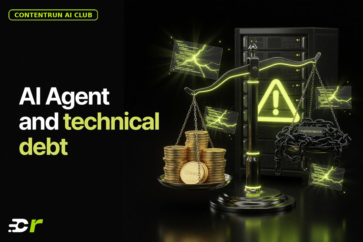 contentrunai's tweet photo. Your AI coding agent doubled speed but didn't cut maintenance costs? You just doubled your technical debt accumulation rate. Speed is not productivity. #AIdev #TechDebt https://t.co/dtAMnaoch2