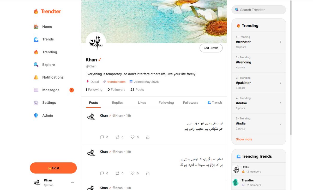 KhanTasticPTI's tweet photo. Pakistan, are you ready for https://t.co/vIxOVfSsru? 🇵🇰🔥

Here’s your first sneak peek at the next-generation social network built for real communities &amp; real conversations.

Comment below or DM me for early access, reserve your username before it’s gone 👀

#trendter #pakistan https://t.co/Go38D14zUR