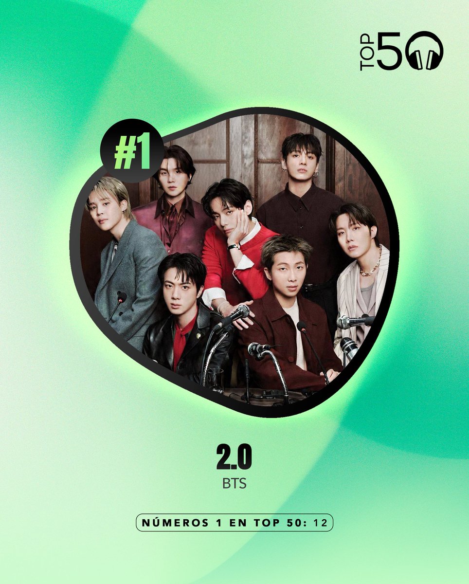 Top50Oficial's tweet photo. Con ‘2.0’, @BTS_twt consigue alcanzar por 12ª vez el #1 en @Top50Oficial. ¡Enhorabuena! https://t.co/zboLXS4OVn