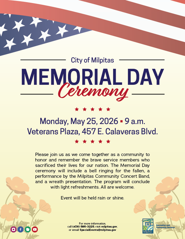 MilpitasPD's tweet photo. Please take a moment today to remember and honor those who made the ultimate sacrifice for our country.
 
If you’re available this morning, City of Milpitas, City Government is hosting a Memorial Day event at 9:00am at the Civic Center Veterans Plaza. 

Click here for more details:

https://t.co/Ad3sGI8sg7