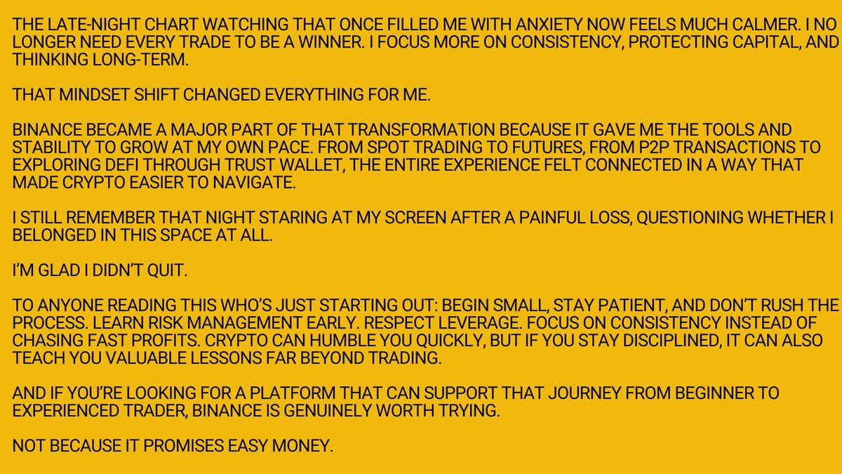 ur_bornbad's tweet photo. I’m really glad I didn’t quit on that painful red night.  This space has humbled me, but it’s also transformed me for the better.  #HumansOfBinance @binance https://t.co/zo2mCVneQJ