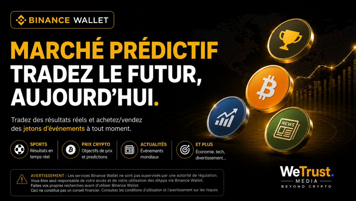WetrustMedia's tweet photo. 🚨Binance Wallet lance “Event Rush”:
Le principe: acheter ou vendre des “Event Tokens” dont la valeur évolue selon le résultat final de l’événement.
Binance continue ainsi d’étendre l’usage du Web3 au-delà du simple trading classique
#Cryptonews #EventRush #web3 #wetrustmedia https://t.co/jma5WEJcOd