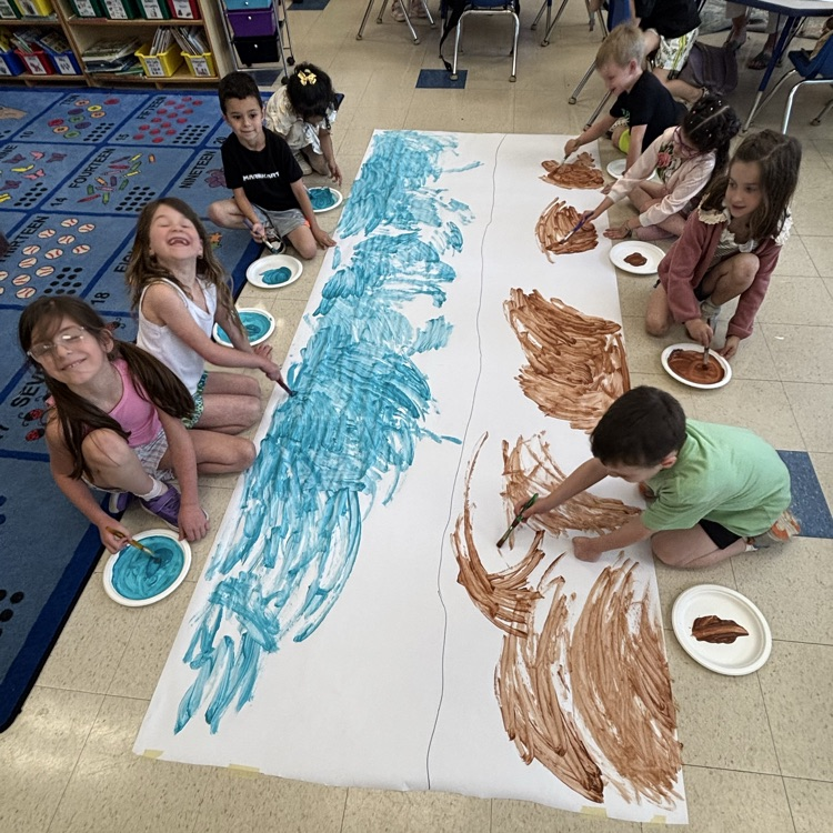 WPSWashington's tweet photo. KK students setting the stage for their deciduous forest biome! https://t.co/jrhonK8cLZ