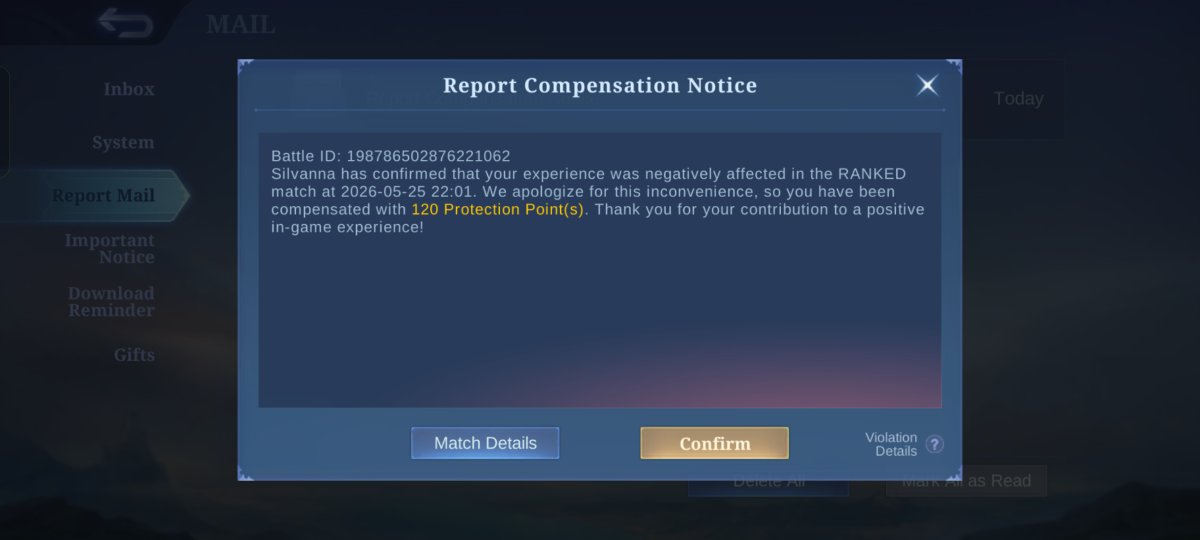 ginger01's tweet photo. Another stupid compensation notice. Moonton, your game is not my thing. Actually, it bores me now after straight defeats and AI teams, who's going to play that stupidity? I'm glad to uninstall it on my phone and rated 1 star on appstore. Hahahaha. I AM NOT RECOMMENDING THIS APP. https://t.co/plSXOENR6T