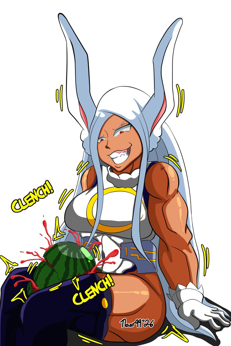 naarr99's tweet photo. Here's a commission for @Phlossy89 of Mirko putting those legs of her's to use and testing them out on a watermelon. lol.~😜 https://t.co/HUtbHfszVI