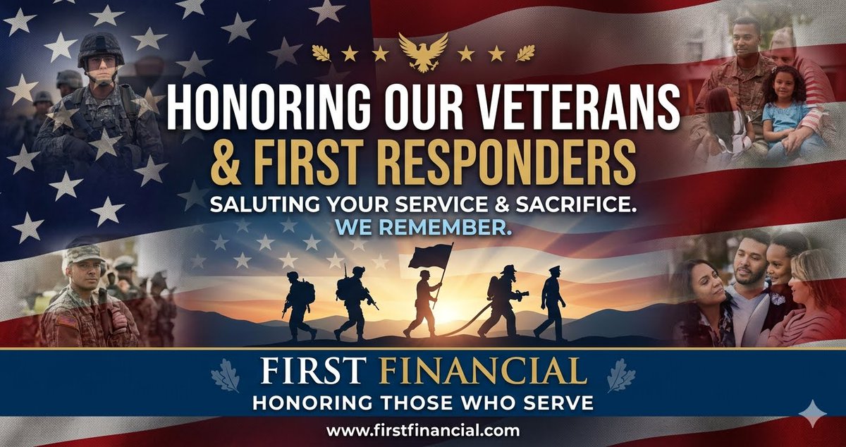 FirstFinancial's tweet photo. Today, we pause to honor and remember the brave heroes who made the ultimate sacrifice for our freedom. We are forever grateful for their selflessness and service. Our thoughts are with the families who carry their legacy forward. 🇺🇸 #MemorialDay #RememberAndHonor #firstfinancial