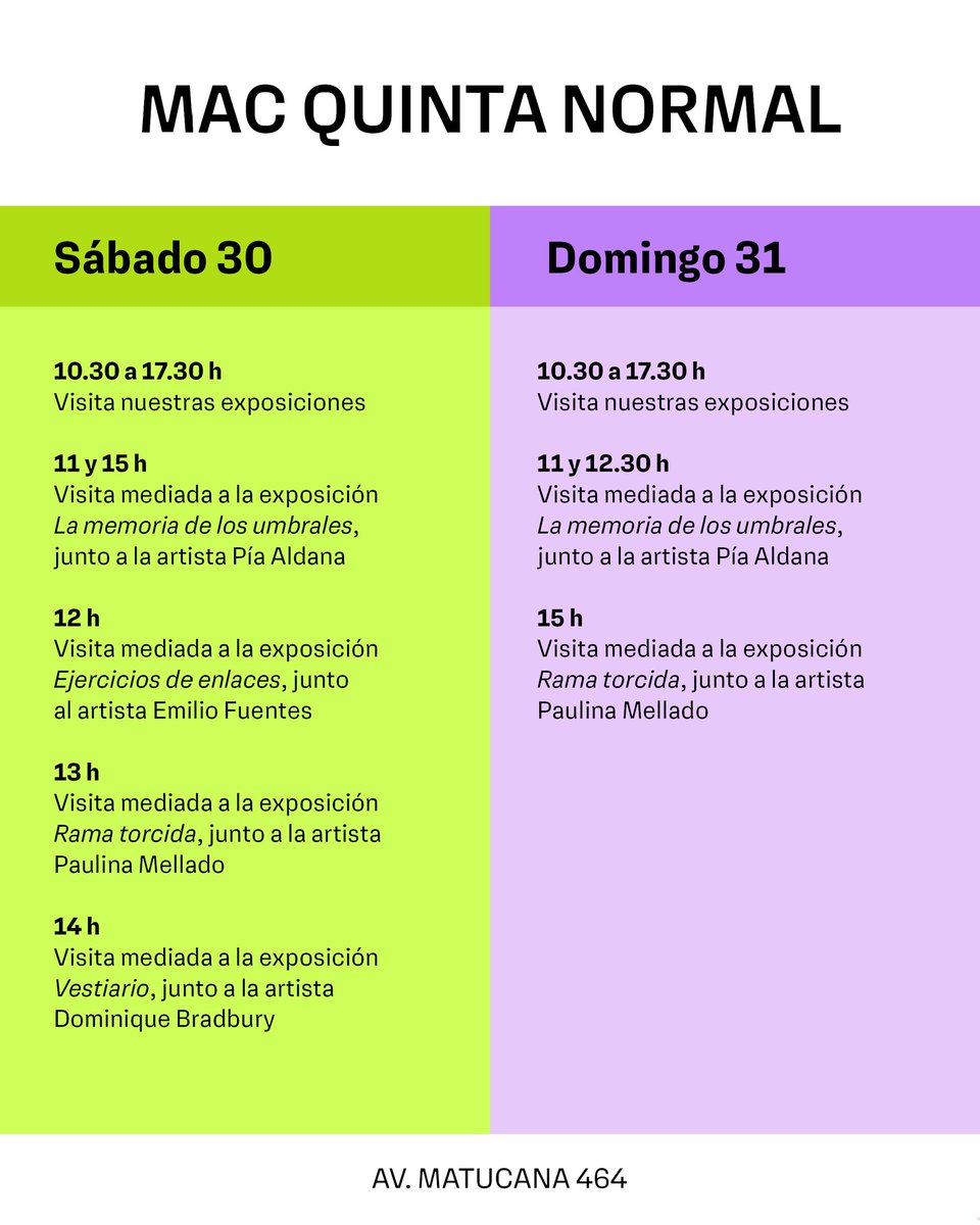 Museo_MAC's tweet photo. ¿Ya conoces nuestra programación para el Día del Patrimonio? 
Lanzamientos, visitas guiadas, recorridos y más. 
Conoce el detalle en https://t.co/CJ0VcN5gOF https://t.co/zCvsO7mqfK