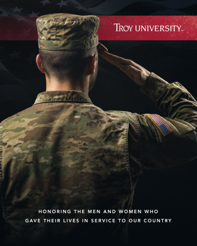 go2troyuni's tweet photo. This Memorial Day, the Troy University community pauses to honor &amp; remember the courageous service members who gave their lives in defense of our country. Their sacrifice will never be forgotten, &amp; their legacy continues to inspire future generations of leaders. https://t.co/5lFwFfN66a