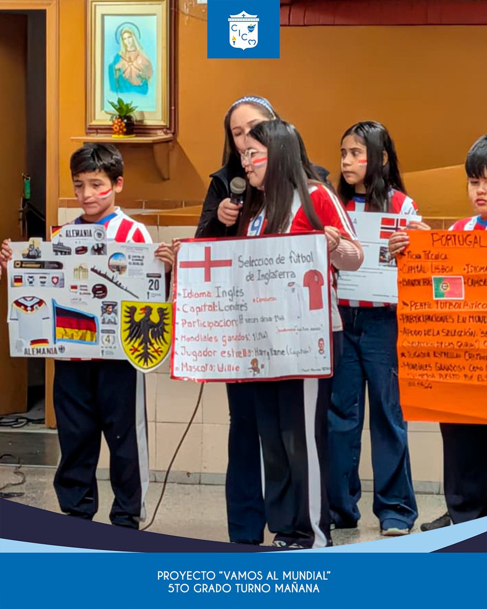 cicmpy's tweet photo. Sumándose a la ola mundialista, los alumnos del 5.º grado – Turno Mañana del CICM presentaron el proyecto “Vamos al Mundial”, celebrando con entusiasmo el regreso de Paraguay al Mundial después de 16 años. ⚽🇵🇾✨ https://t.co/vEsfaL7V1c
