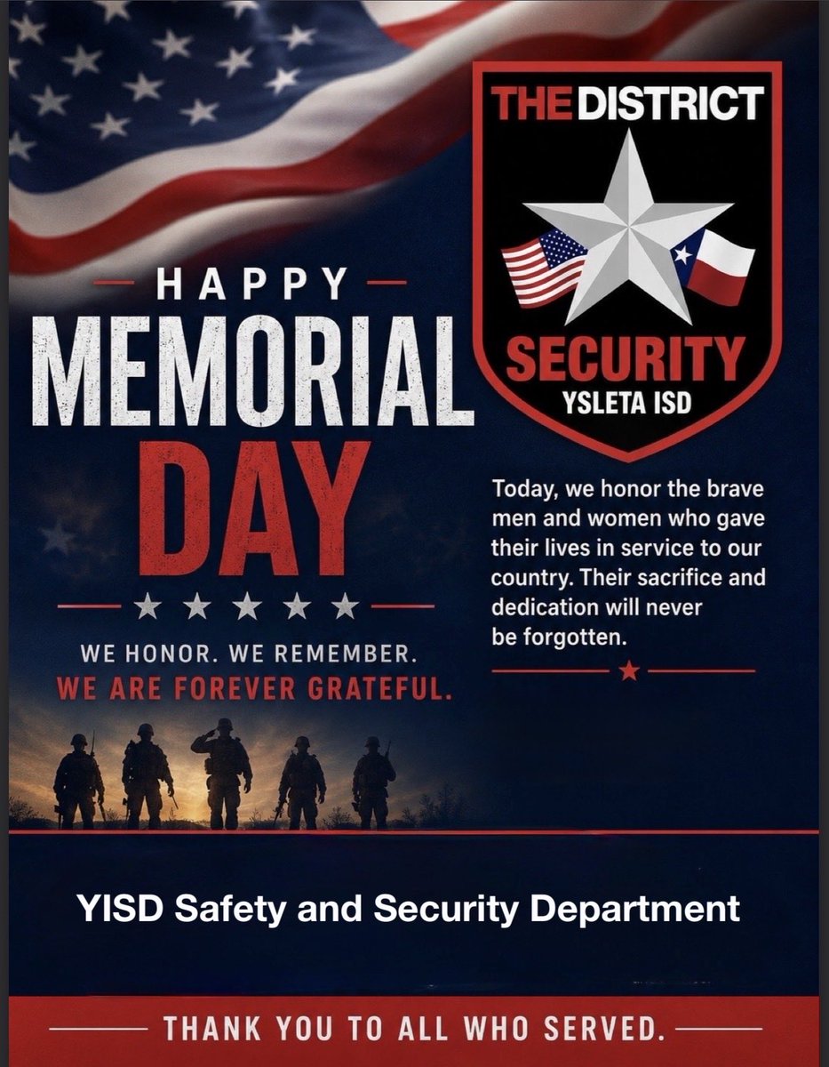 YISD_Security's tweet photo. “Honoring the brave. Remembering the fallen.” https://t.co/8wyhmu3kQv