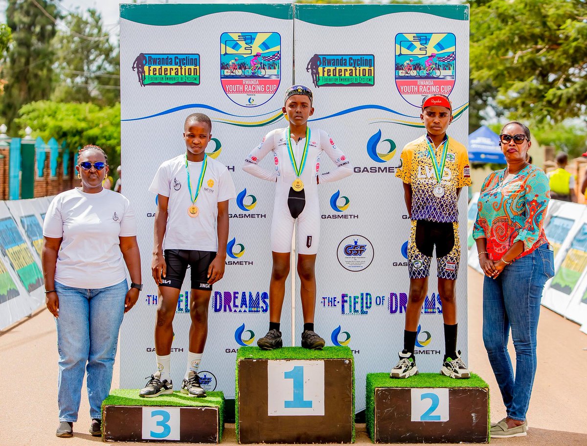 cyclingrwanda's tweet photo. Rwanda Youth Racing Cup 2026
▪️Round 5 | Rwamagana
▪️Podium Photos & Results
▪️Minimes Boys (U15)
🥇Sano Francis (ZIP Cycling Academy)
🥈 Igiraneza Thadéo (LWD Cycling Team)
🥉Iradukunda Kevin (Bugesera Cycling Team)
#GasMeth #Rwanda #GSF #YouthRacingCup2026 https://t.co/HkFQoexV6w