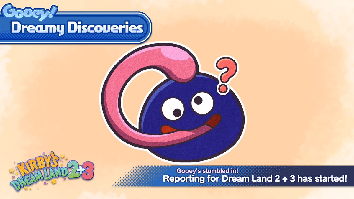 GrapeGardenGame's tweet photo. Hi! I'm... Gooey! 

Recently something called... um... oh! Kirby's Dream Land 2+3 was announced, with a demo releasing June 6th! I've been put in charge to talk about some upcoming things for this game, isn't that cool!? Now... um... I can't remember what I was gonna say... https://t.co/uFT2hQHQti