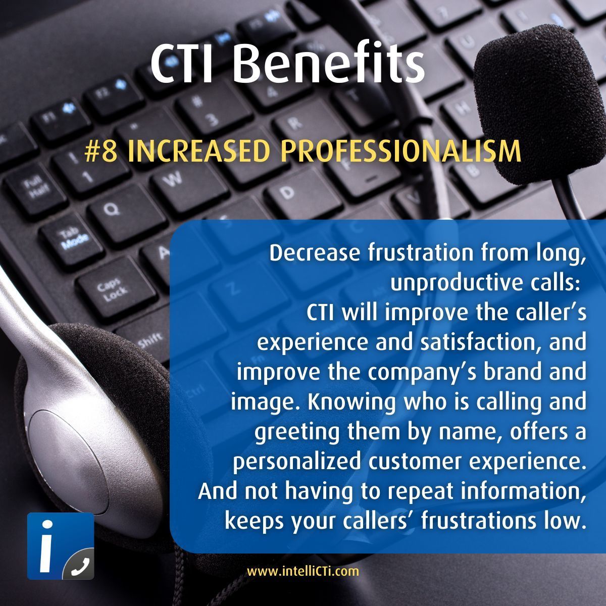 intelliCTi's tweet photo. ⭐ CTI Benefits⭐

Integrate your #CRM and #Telephony system to get the following benefits and many more:

⭐ Increased Professionalism ⭐ 

Find out about all the benefits here:  https://t.co/F7cKf6768I

#CTI #CX #Dynamics365 #InforCRM https://t.co/n92uXFitUs