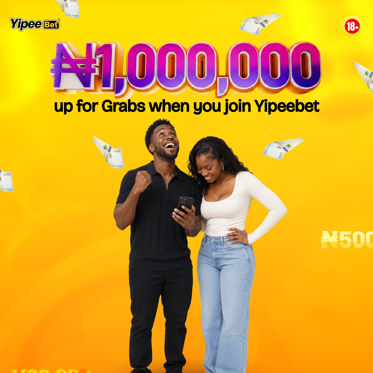 yipeebetcasino's tweet photo. ₦1,000,000 is up for grabs 
Join YipeeBet, play your favorite games &amp; cash out big this season.

🔞18+|  T&amp;C's apply