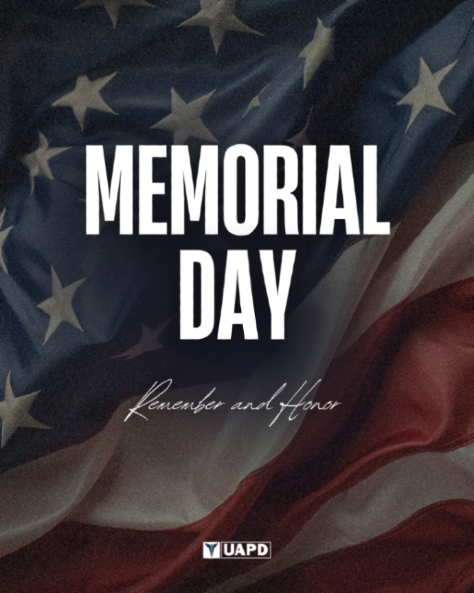 UAPD's tweet photo. Today, we take a moment and pause to remember the ones who never made it home. 🇺🇸

#MemorialDay https://t.co/nF9WZ0R20S