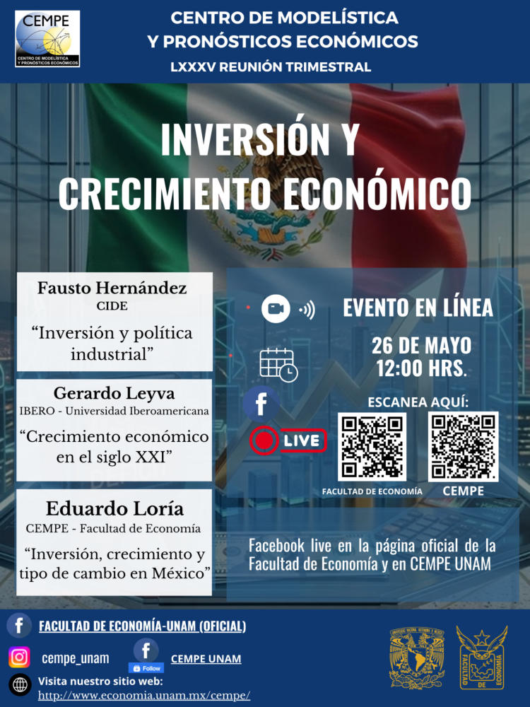 equide_ibero's tweet photo. 📢Mañana 26 de mayo
⏰12:00 h

Sigue la transmisión en vivo de la reunión trimestral Inversión y crecimiento económico del @UnamCempe, donde el Dr. @GerardoLeyva14 participará compartiendo un análisis sobre el 📈Crecimiento económico en el siglo XXI.

🔗https://t.co/gFCYr4B8Dv https://t.co/e4K1g3olLT