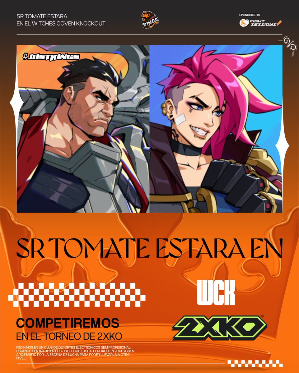 RedKings_FG's tweet photo. 🏆 #2XKO 🏆

@TheAbyssWyvern  y @SrTomateZz  estarán hoy defendiendo colores en el Witches Coven Knockout 🔥🔥🔥

🕖 19:00
📡 https://t.co/RDz2KuBvtB

Que no os pille AFK, porque el bracket viene cargado👀👀 

#JUSTKINGS🦁👑 https://t.co/mnzCF3TQ8p