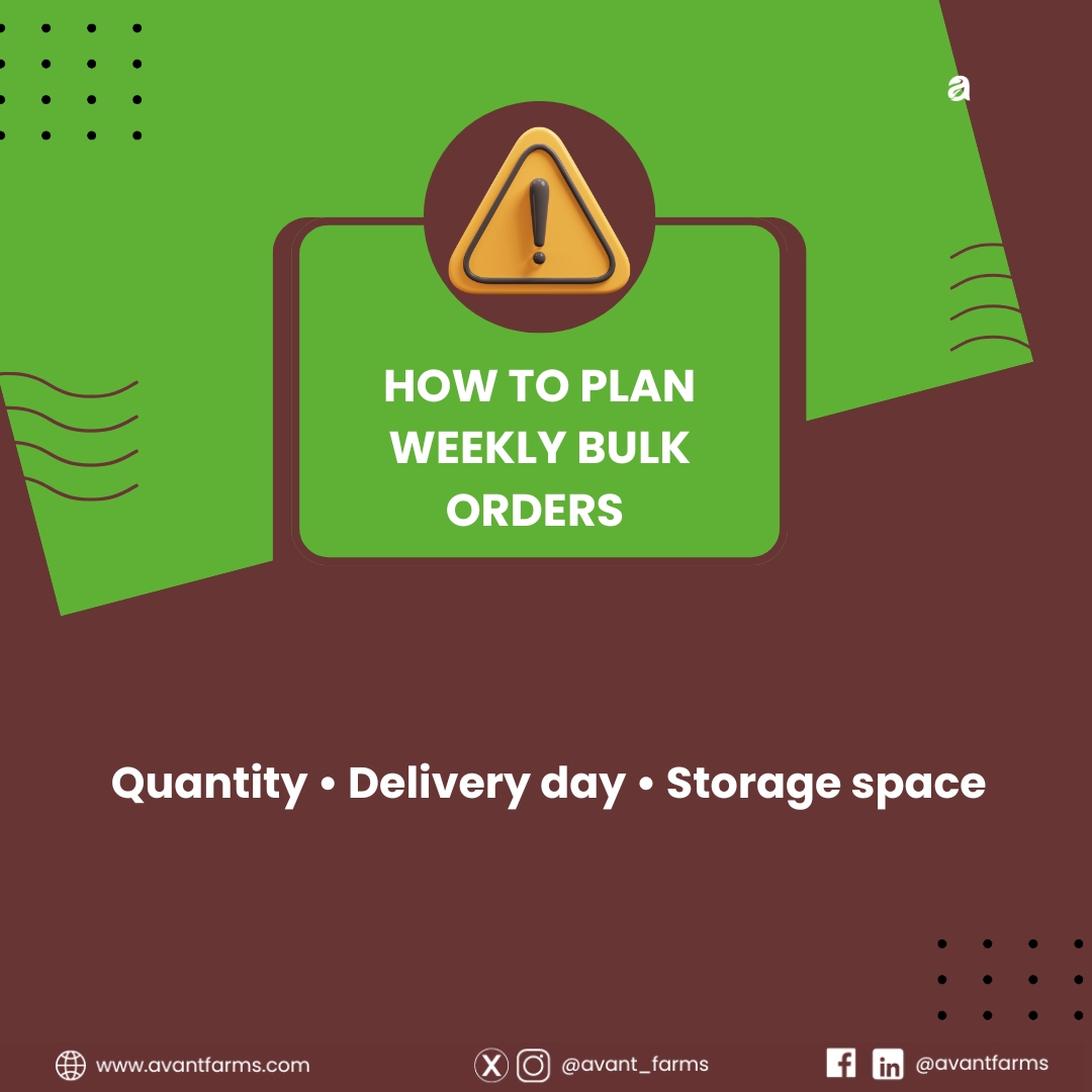 Avant_Farms's tweet photo. Weekly bulk order plan: quantity, delivery day, storage space. 

Send us a DM for quotes https://t.co/JmlNF6gla0