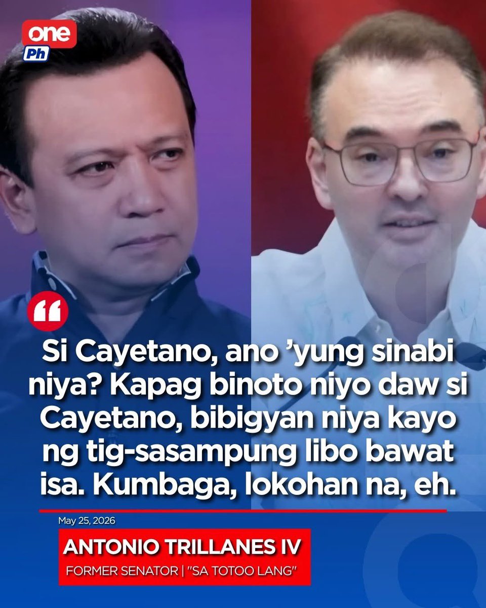 jovefrancisco's tweet photo. NASAAN NA ANG P10-K MULA KAY CAYETANO?
Tinawag na lokohan ni former senator Antonio Trillanes ang ipinangako ni Senate President Alan Peter Cayetano noong kampanya na magbibigay ng P10-K kapag binoto siya.
#SaTotooLang #OnePH #OneNews https://t.co/zwM7ssLjom