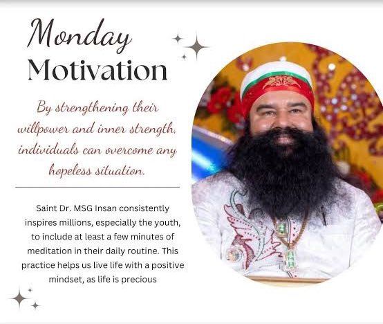 deep_arsh18275's tweet photo. Problems in daily life are inevitable, but meditation keeps the mind calm and strong. Saint Dr. Gurmeet Ram Rahim Singh Ji Insan says mental health helps us ignore negativity and think clearly.
#BoostYourMentalHealth #MondayMotivation https://t.co/YZF95u3eXG