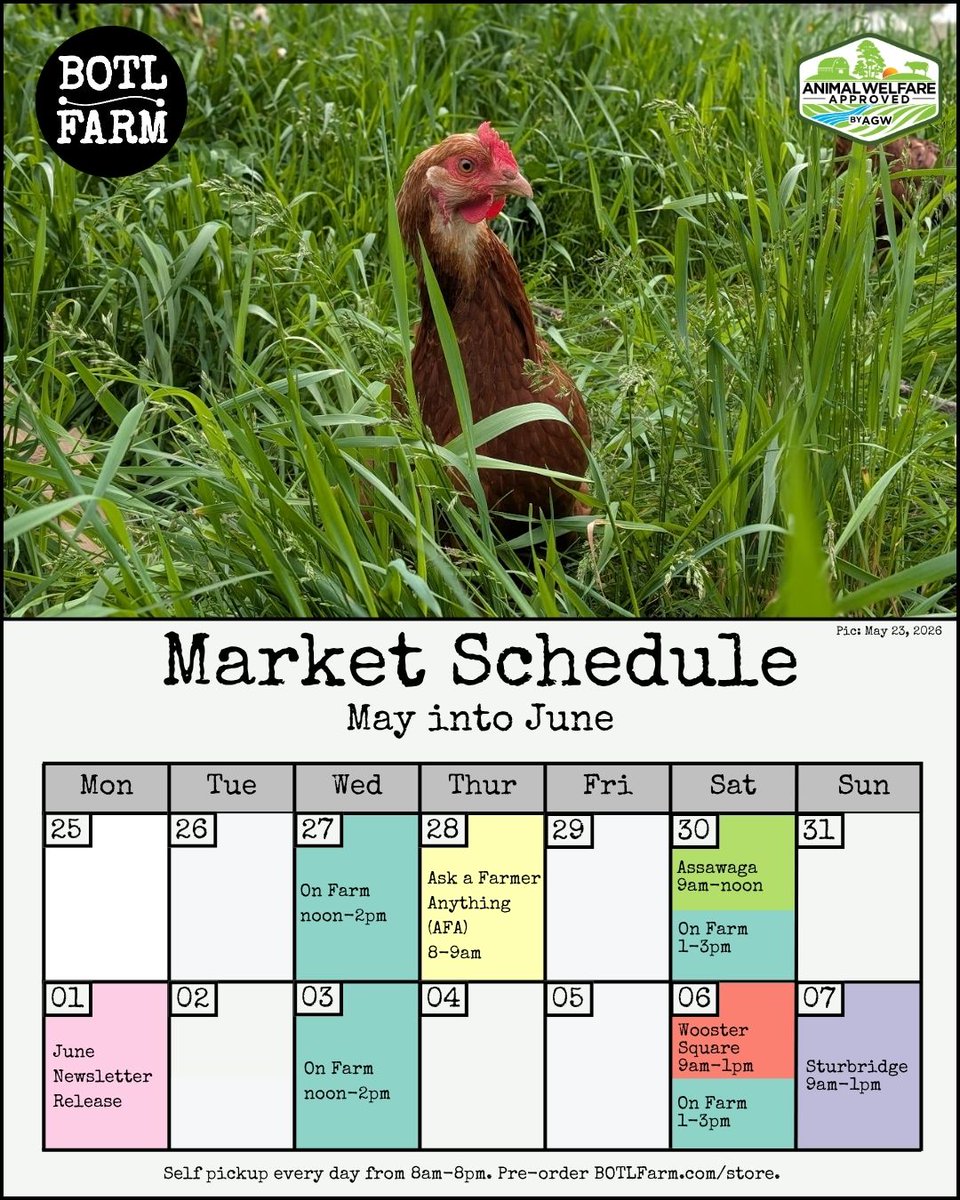 BOTLFarm's tweet photo. Starting next week our market season will be in full swing. Remember you can place a pre-order for any of our markets, or self serve pickup, any day of the week through our online store. https://t.co/CHjqmqadMt