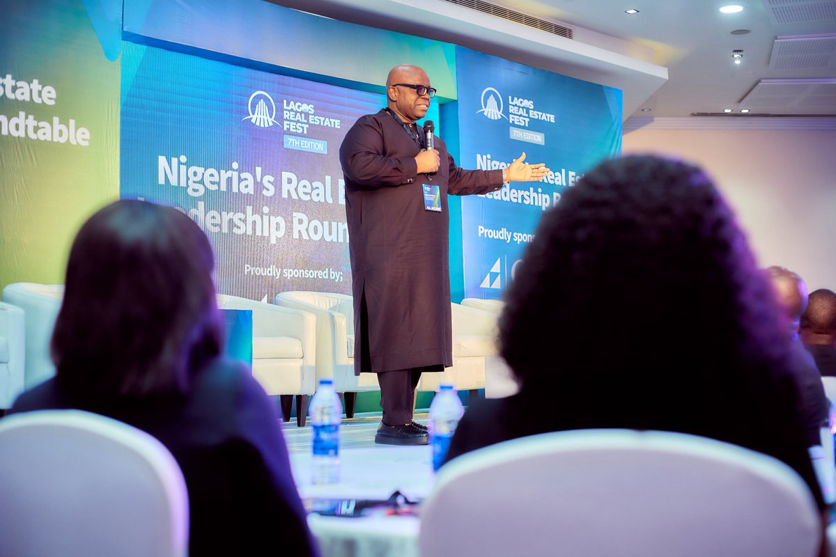 afrireseries's tweet photo. The CEO of Eximia Realty, Ogunniran Hakeem &amp; Chairman of Board, Ibicplc, delivered a goodwill message at the Leadership Roundtable of Lagos Real Estate Fest 2026, sharing insights on the direction of Nigeria’s real estate market. https://t.co/dBUqkkRMPE
