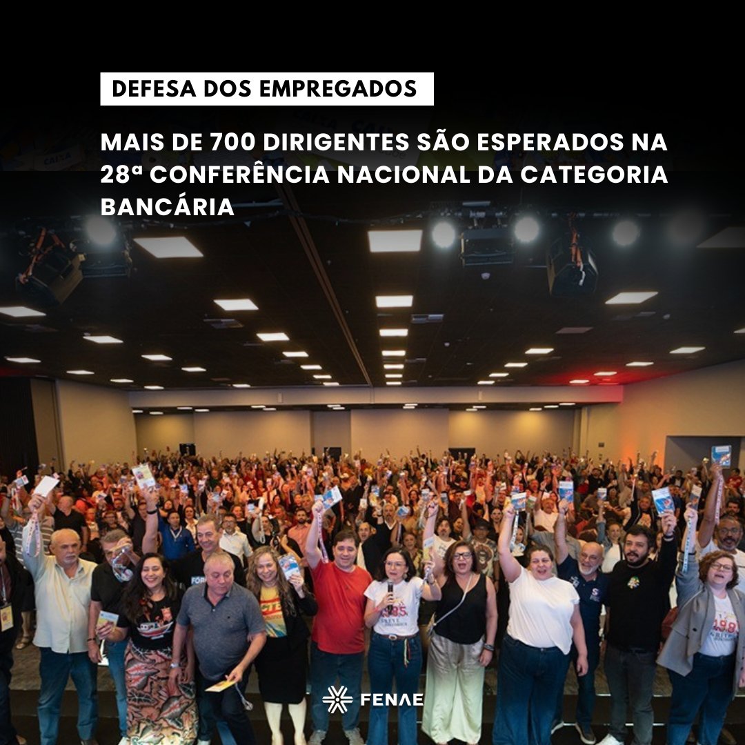 fenaefederacao's tweet photo. 📢 Começou na sexta-feira (22) e vai até o dia 8 de junho o prazo de inscrições das delegadas e delegados que irão participar da 28ª Conferência Nacional dos Bancários, encontro que irá definir as prioridades e os planos de luta para a Campanha 2026.
 https://t.co/AkGton8OBS https://t.co/0oARktL4nB