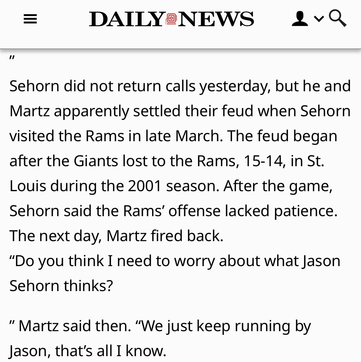 RewindRams's tweet photo. @NFL_Journal Yes, Sehorn. Couldn’t believe they signed him after Martz trashed him while on Giants.  Hated the signing when it happened and even more after this play.  Rams had the game won twice. https://t.co/Vx9SZrE69x https://t.co/2h8peDsOYj