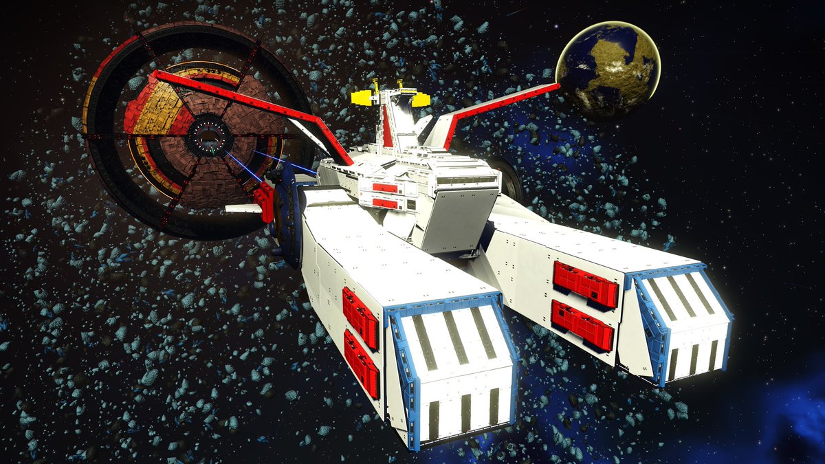 SPACEPIPATE's tweet photo. #NoMansSky #ノーマンズスカイ
宇宙ステーションからホワイトベースの出艦。 https://t.co/KPfKHMwek7