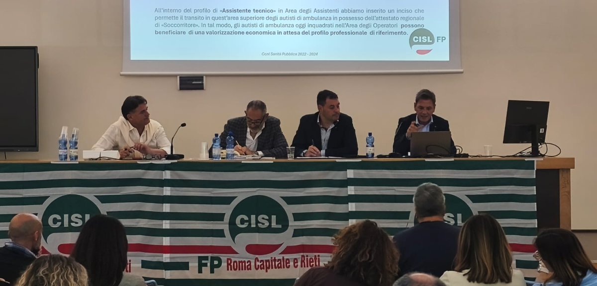 cisl_fplazio's tweet photo. 📷 #Contratto #SanitàPubblica. L’assemblea #Cisl Fp con associati e lavoratori della @AslRieti: abbiamo approfondito il #CCNL 22-24, la trattativa #rinnovo 25-27 e le priorità della #contrattazione aziendale, a partire da #indennità, #reperibilità e #produttività
#ilmiolavorovale https://t.co/WbaBYCNvrA