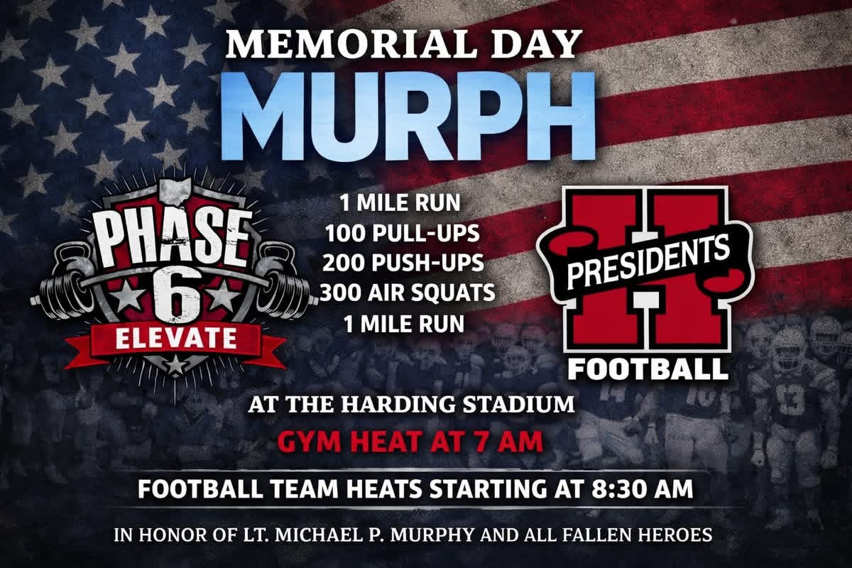 HHSPresidentsFB's tweet photo. This Memorial Day, members of Marion Harding Football honored those who made the ultimate sacrifice by completing the Murph workout together. 🇺🇸

We are grateful for their sacrifice and proud to honor them through hard work, discipline, and brotherhood.

Never forgotten. https://t.co/SfKm8JvnZ6