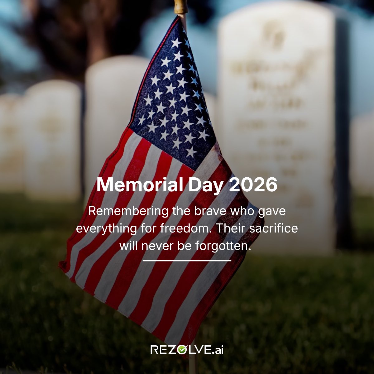 rezolve_ai's tweet photo. Honoring the nation's heroes who selflessly gave their all for the country. 🇺🇸

#MemorialDay2026 https://t.co/taLERRmOSN