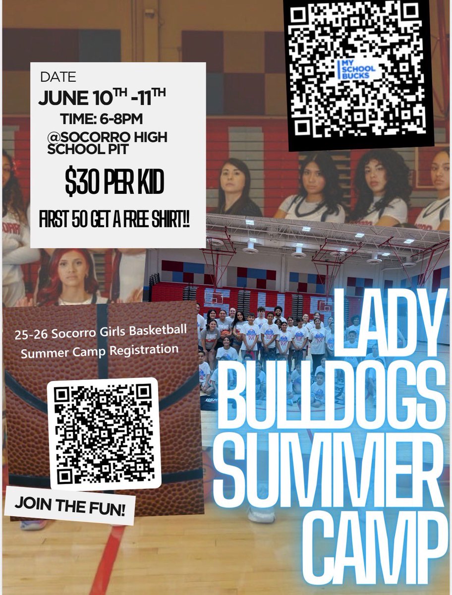 AmandaRodulfo's tweet photo. Join the Lady Bulldogs
Register for summer camp 🏀 🏃‍♀️ ‼️ 
#SHS #sisd #bulldogs https://t.co/vjCIRIJvBo