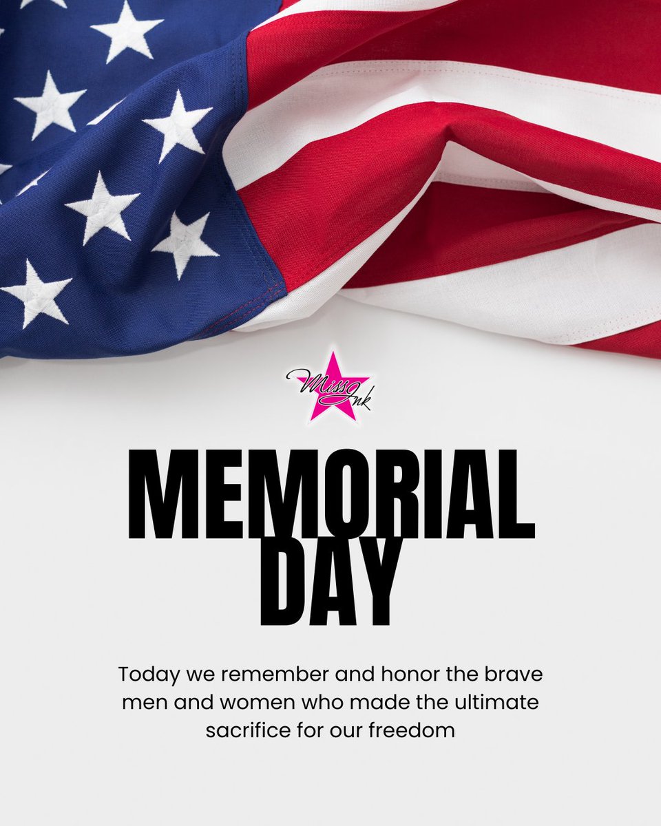 MissInkLLC's tweet photo. "A hero is someone who has given his or her life to something bigger than oneself." - Joseph Campbell

Today, we honor and remember those who served our country. Miss Ink wishes you a safe Memorial Day. https://t.co/Mxib6adEcP