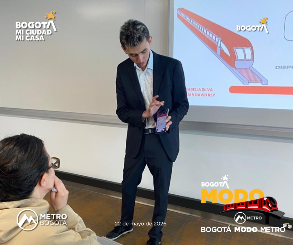 MetroBogota's tweet photo. El viernes estuvimos en el pitch de los estudiantes de HE2: Innovación Pública de la Facultad de Economía - @Uniandes 👨‍🏫, en el que presentaron las soluciones innovadoras para la cultura ciudadana del Metro de Bogotá #BogotáModoMetro 〽️, a tomadores de decisiones y expertos. 
Gracias 🤝 a iBO Laboratorio de Innovación Pública de Bogotá y la Alcaldía Mayor de @Bogota por acompañar este proceso y permitir los puentes entre academia y sector público para pensar y construir una mejor ciudad 🚝. Gracias a todos los estudiantes que con su creatividad y disciplina pudieron hacer de este proceso educativo algo con valor real ✨. Gracias Nicolás Ardila Sánchez por tu acompañamiento como profesor asistente. 

Y gracias también al jurado e invitados especiales a la clase: Fernando Rojas Parra, Natalia Rodríguez Triana, Andrés Casas, Daniela Matiz Bahamon, Nicolas Chona, Mariajosé Serna Ayala.