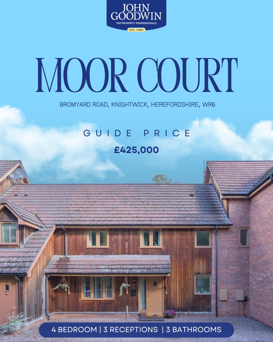 JGoodwinFRICS's tweet photo. Moor Court ✨

This 4 bedroom home is on the Worcestershire/Herefordshire border and features an enclosed rear garden, and is ideal for family living. 

It benefits from natural light, including a balcony overlooking the garden.

📞 01684 892809
📧 malvern@johngoodwin.co.uk https://t.co/OWhb8TuOam