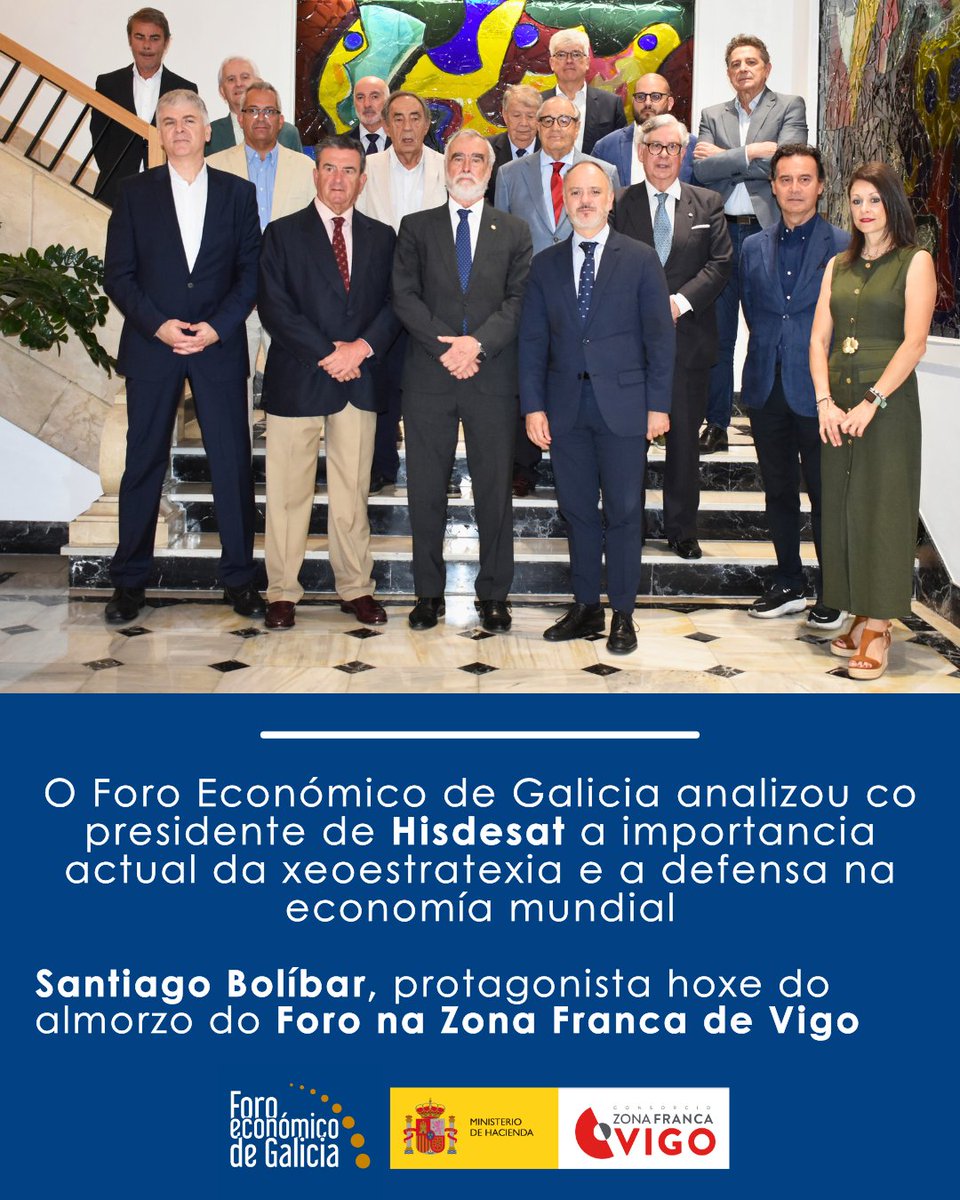 ForoEcoGalicia's tweet photo. ✅ O @ForoEcoGalicia analizou hoxe co presidente de Hisdesat a importancia actual da xeoestratexia e a defensa na economía mundial

☕ Santiago Bolíbar Piñeiro foi o protagonista dun novo almorzo de traballo do Foro na @zonafrancavigo https://t.co/gH17oaqFtb