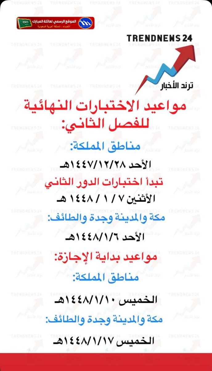 almubarak2022's tweet photo. مواعيد الاختبارات النهائية

1447 - 1448 https://t.co/pfmKmcqfJE