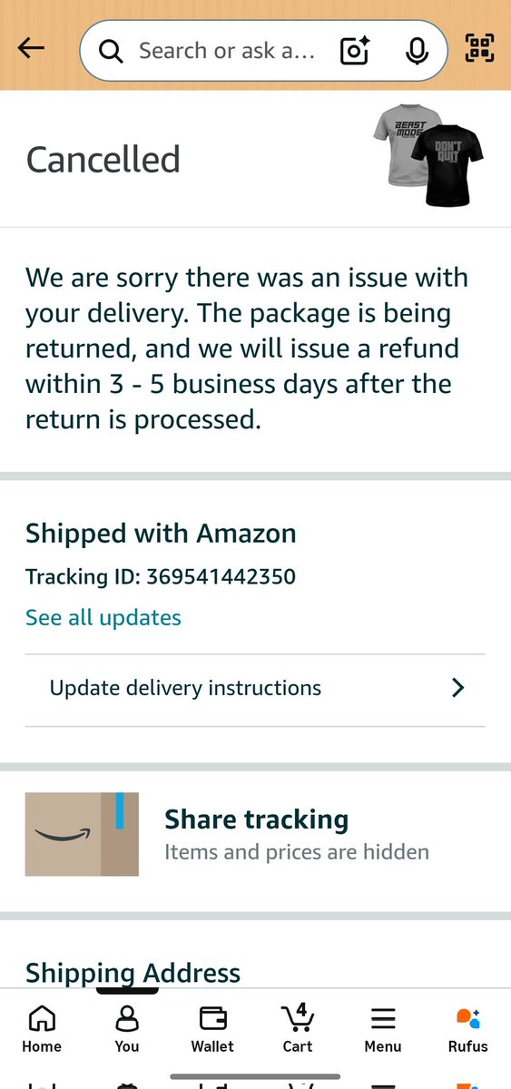 aryanbwaj's tweet photo. So this is the level of service from @amazonIN now? Ordered 2 gym T-shirts, waited the whole day for delivery, and suddenly the delivery agent CANCELLED the order without my consent, without even attempting delivery, and without giving any reason.
 @AmazonHelp @jagograhakjago https://t.co/7o3dt3rJft