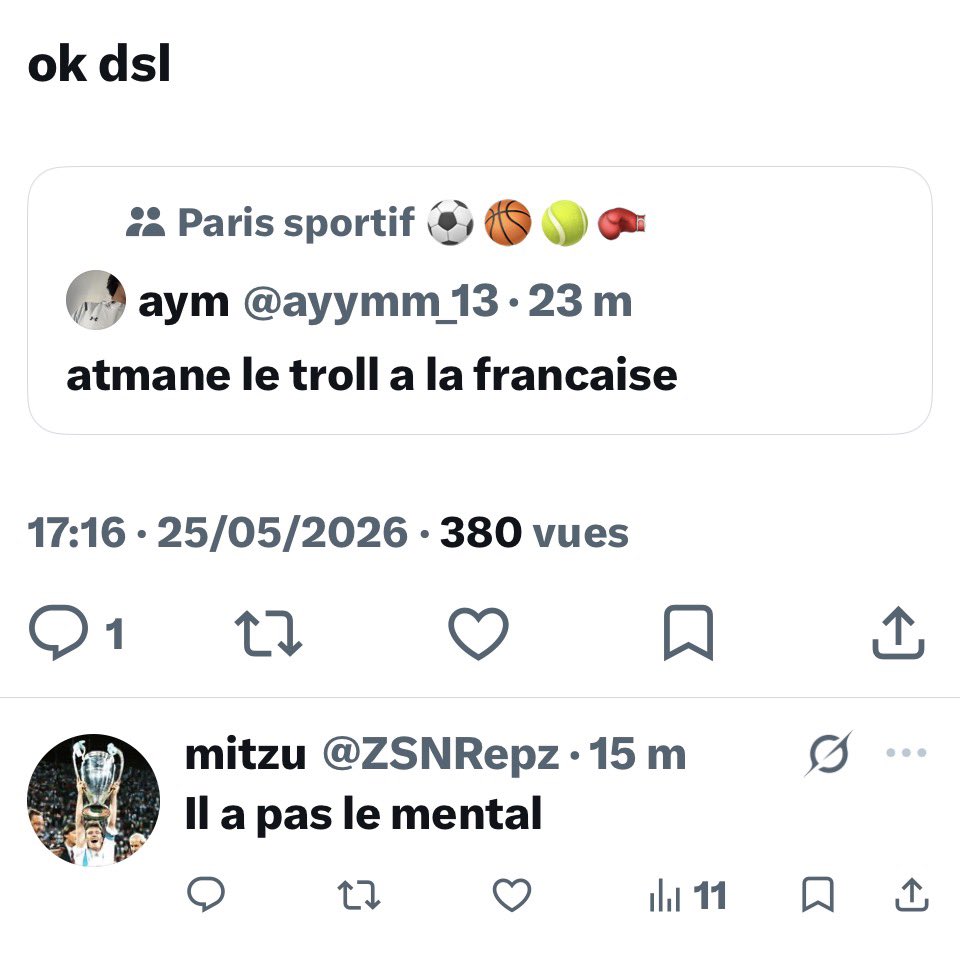 ZSNRepz's tweet photo. J’ai prévenu il a pas le mental https://t.co/O8USynTlXF