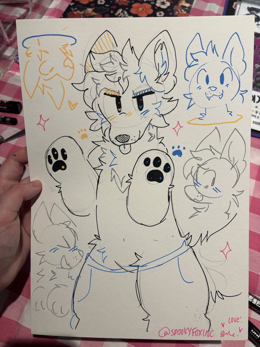 spookyfoxinc's tweet photo. artist alley is not for the weak ive done 32 commissions in 3 days but its been AWESOME

my fav to do are these sketchpages, thanks to everyone who got one :33 💕✨ https://t.co/X8r7cwxRLg