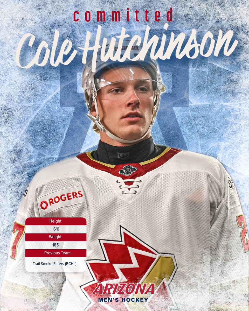 UAWildcatHockey's tweet photo. Wildcat's Add Impact Defenseman with Bloodlines, Cole Hutchinson! https://t.co/oA0eqOFO0T

#BearDownRiseUp https://t.co/4xneswO1Zu