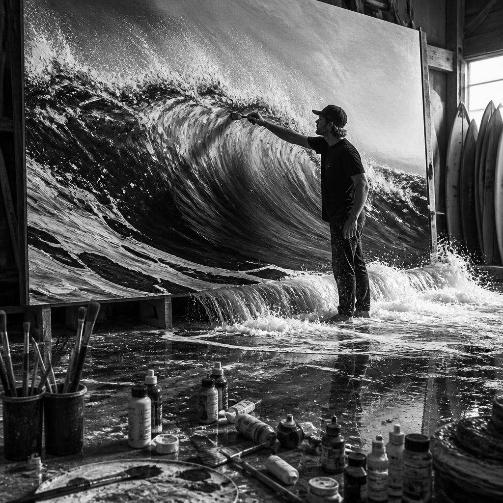 surfreportbr's tweet photo. Boa tarde.
Entre pinceladas e mares imaginários, nasce a arte que transforma ondas em eternidade. 🌊🎨
O surf não vive apenas no oceano vive também nas mãos de quem sente a força do mar antes mesmo da próxima série chegar.
#Surf #SurfArt #WaveArt #Ocean #SurfCulture #Arte #PerfectWave #SurfLifestyle #Sea #Inspiration