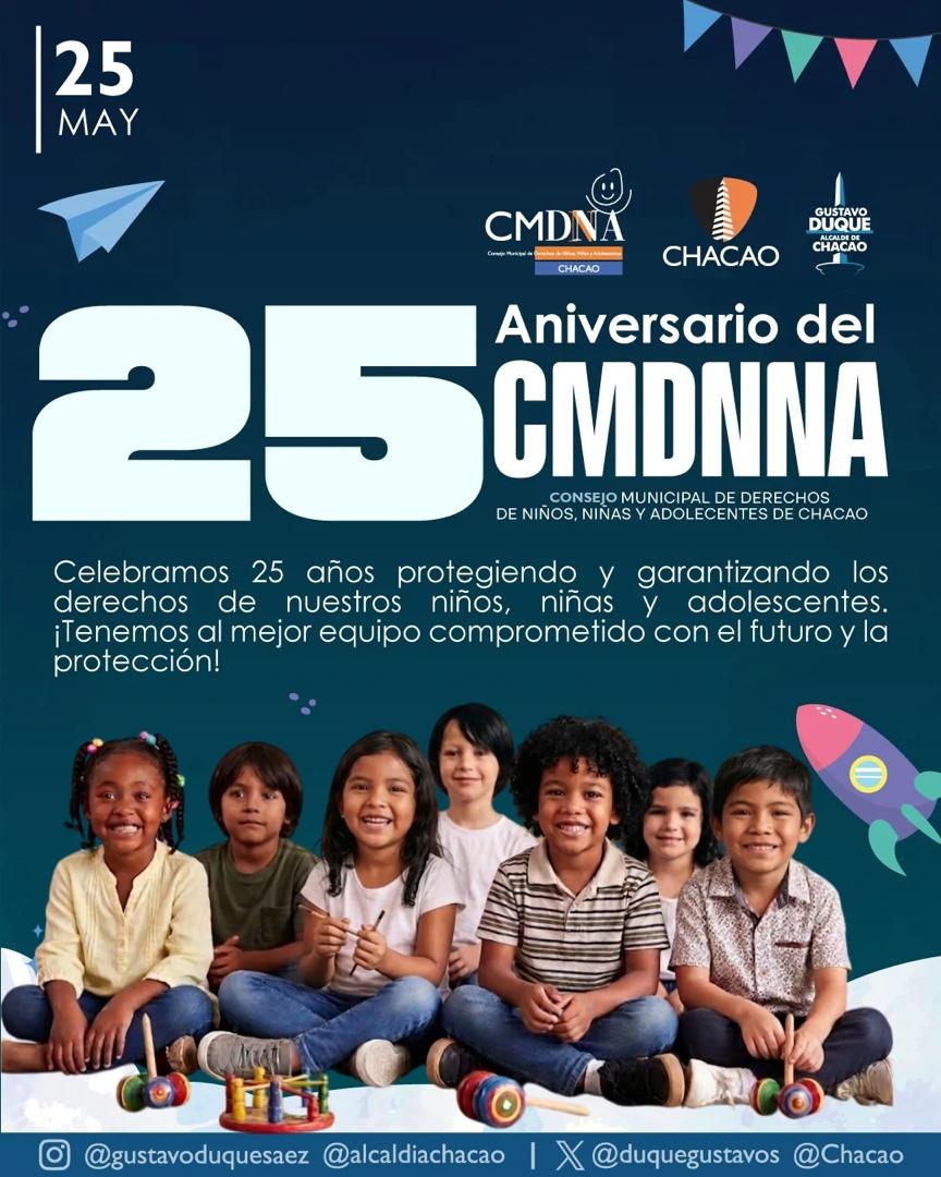 cmdnnachacao's tweet photo. Hoy celebramos 25 años trabajando en la protección y garantía de los derechos de todos los niños, niñas y adolescentes que hacen vida en nuestro municipio Chacao.
Los niños, niñas y adolescentes tienen sus derechos protegidos...

¡Están en Chacao!✨ https://t.co/Vavle9o77O