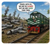 TheIndusLens's tweet photo. Pakistan has a curious case of premature celebration syndrome.
Just a while back, Pakistan Railways thought it was clever dropping a sarcastic tweet: “We may be slower but we’re safer” taking a jibe at the Indian Air Force.
Meanwhile, in reality, Baloch separatists have been running riot on their tracks. The Jaffar Express got hijacked near Bolan Pass, there was a deadly bomb blast at Quetta railway station, and now another fresh attack on the Jaffar Express in Quetta.
But sure, keep telling yourselves you’re winning.
This is what peak performance looks like when you have the “Lumber 1 Army” and “Lumber 1 ISI” in the world.
Bravo, champs. 😂