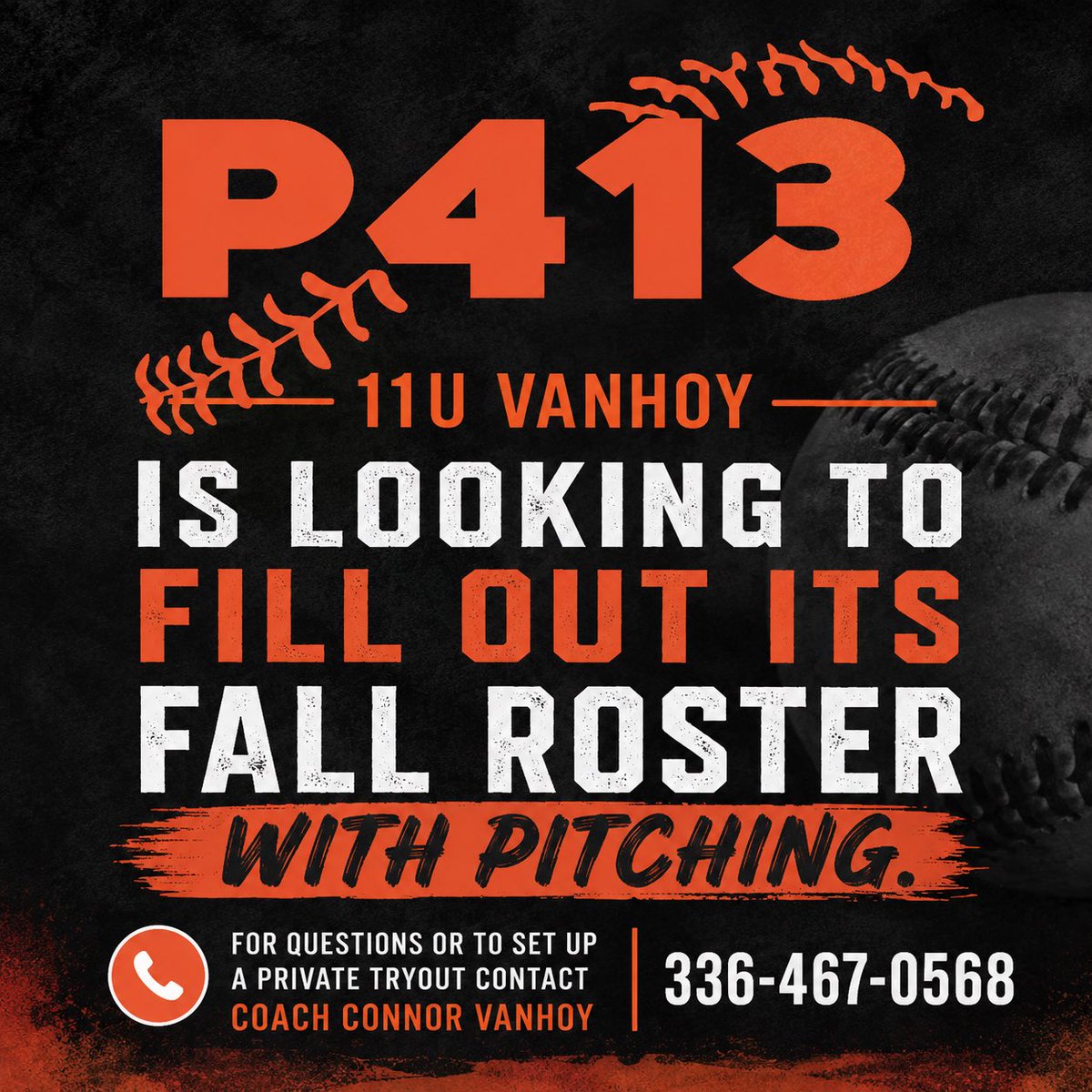 P413Baseball's tweet photo. 11u Vanhoy is looking for pitching for their Fall roster. @MarkJones58 @SteveRidenhour @Mhanna_95 https://t.co/Nis5sdIf89