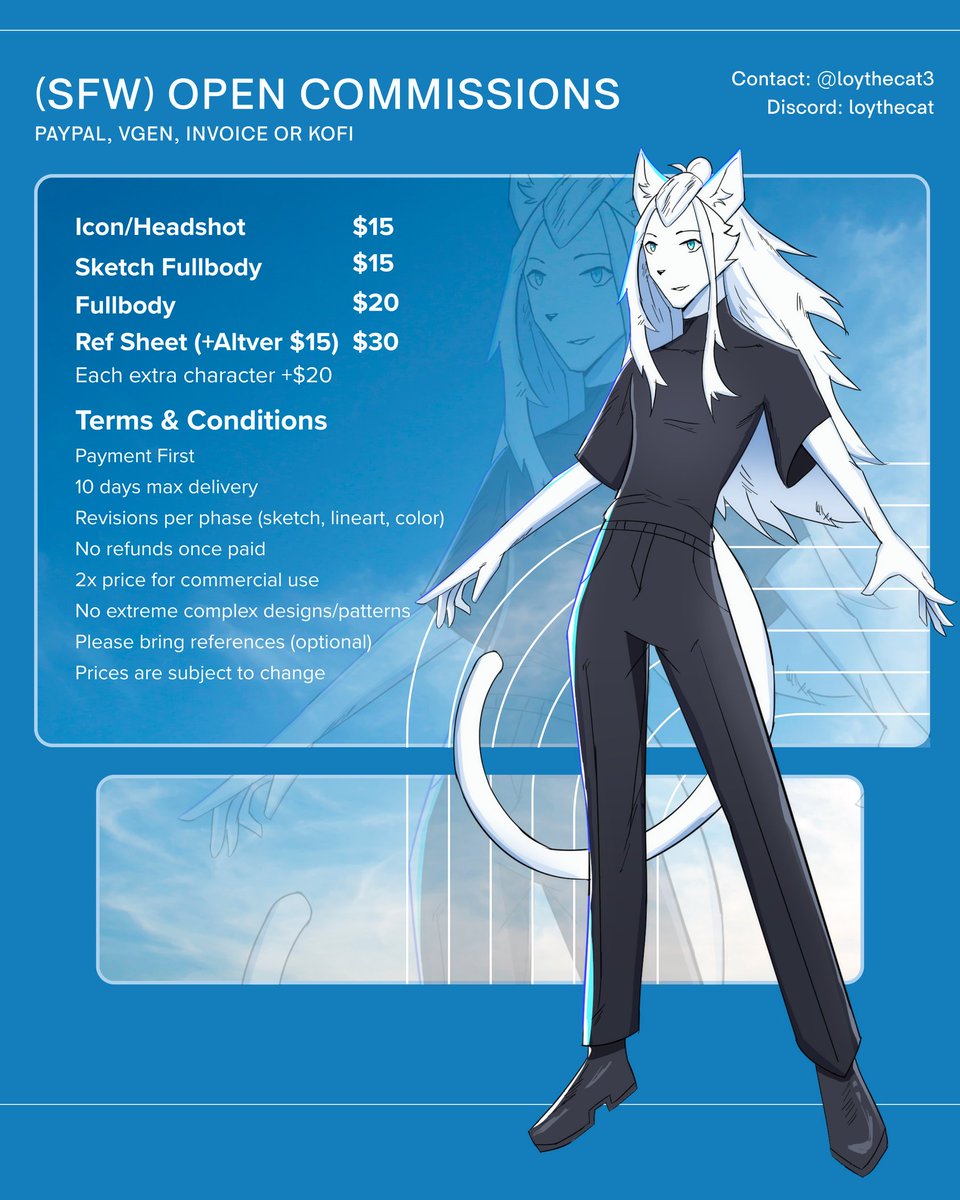 LoyTheCat3's tweet photo. Open Commissions! If you have any questions, you can DM me! 🤍 https://t.co/bjkTqAoNp1