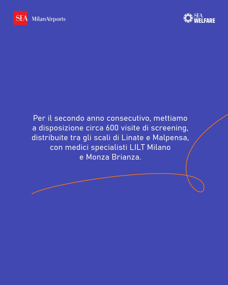 SEA_Press's tweet photo. Da marzo a giugno 2026, SEA Milan Airports rinnova la collaborazione con @LILT Milano e Monza Brianza per offrire visite di prevenzione gratuite contro i tumori della pelle alle proprie persone presso gli scali di #Linate e #Malpensa. 

#SEAWelfare https://t.co/aHMcHDotww